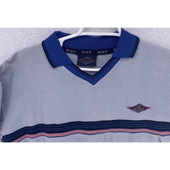 Bear Surf Shirt Men Size Large Logo Pull Over Top V Neck Grey Vintage 1990's - Picture 8 of 10